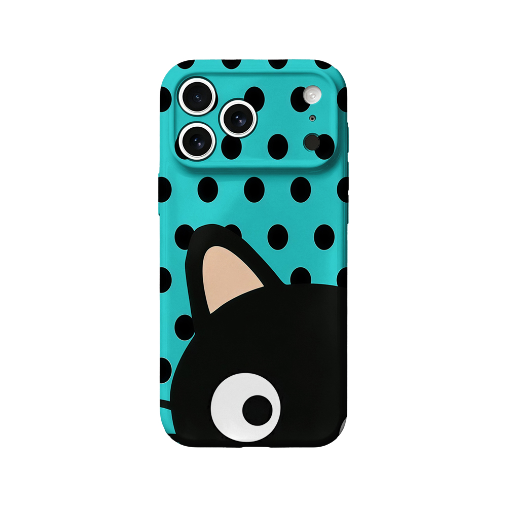 Phone Cases Xr Iphone - Turquoise Polka Dot Cat Phone Case