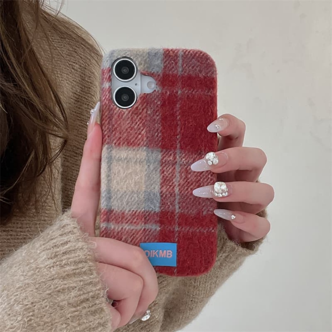 Retro Plaid Soft Fuzzy Warm Ph - Phone Cases For Iphone 16 review and price